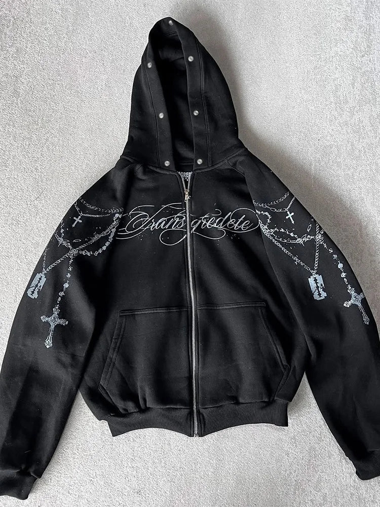 Trendy Gothic Faux Fur Hooded Jacket